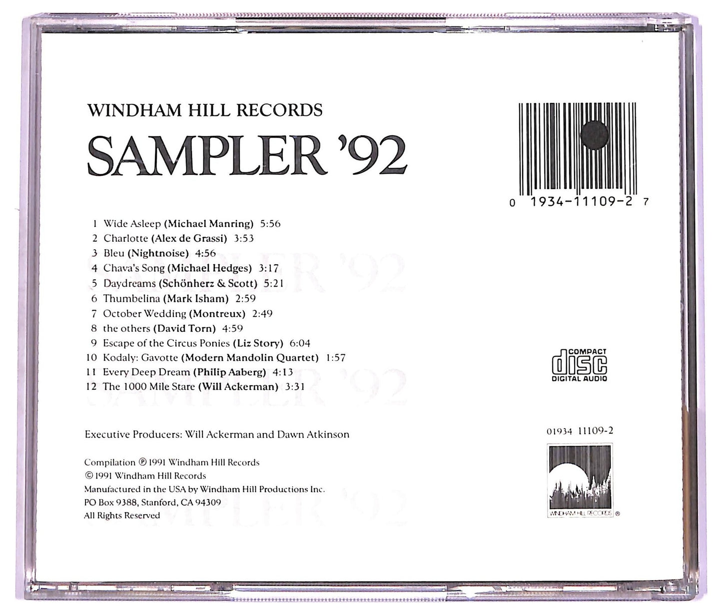 EBOND Windham Hill Artists - Windham Hill Records Sampler '92 CD CD072117