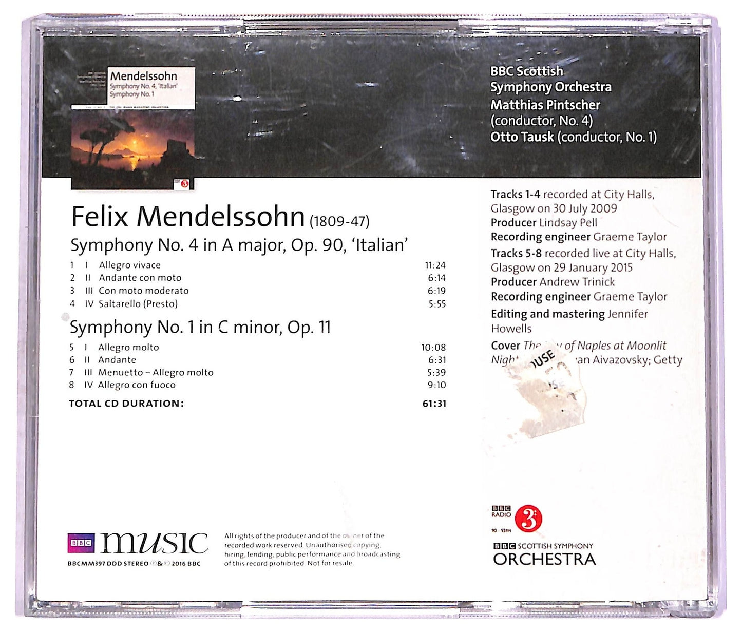 EBOND Mendelssohn - Symphony No. 4, 'Italian' Symphony No. 1 CD CD072256