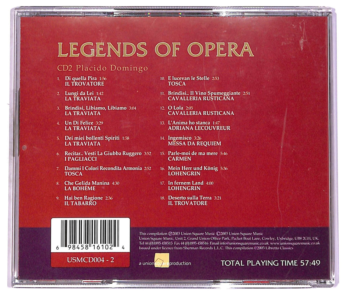 EBOND Various - Legends of Opera - Placido Domingo2 CD CD072334