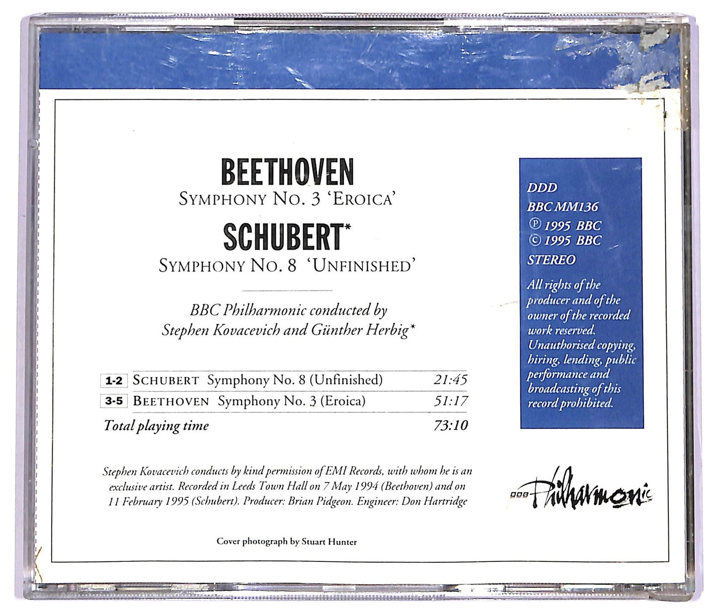 EBOND Beethoven Schubert - Sinfonie Nr. 3 Eroica Sinfonie Nr. 8 CD CD072431