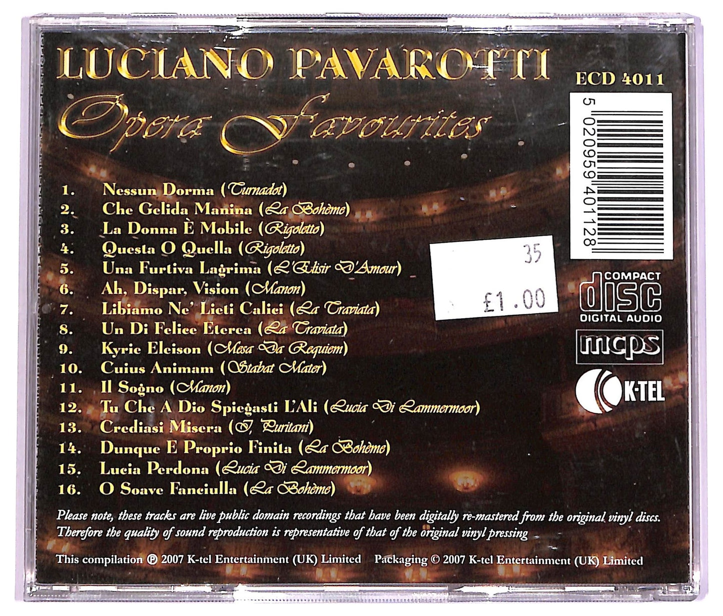 EBOND Luciano Pavarotti - Opera Favourites CD CD072467