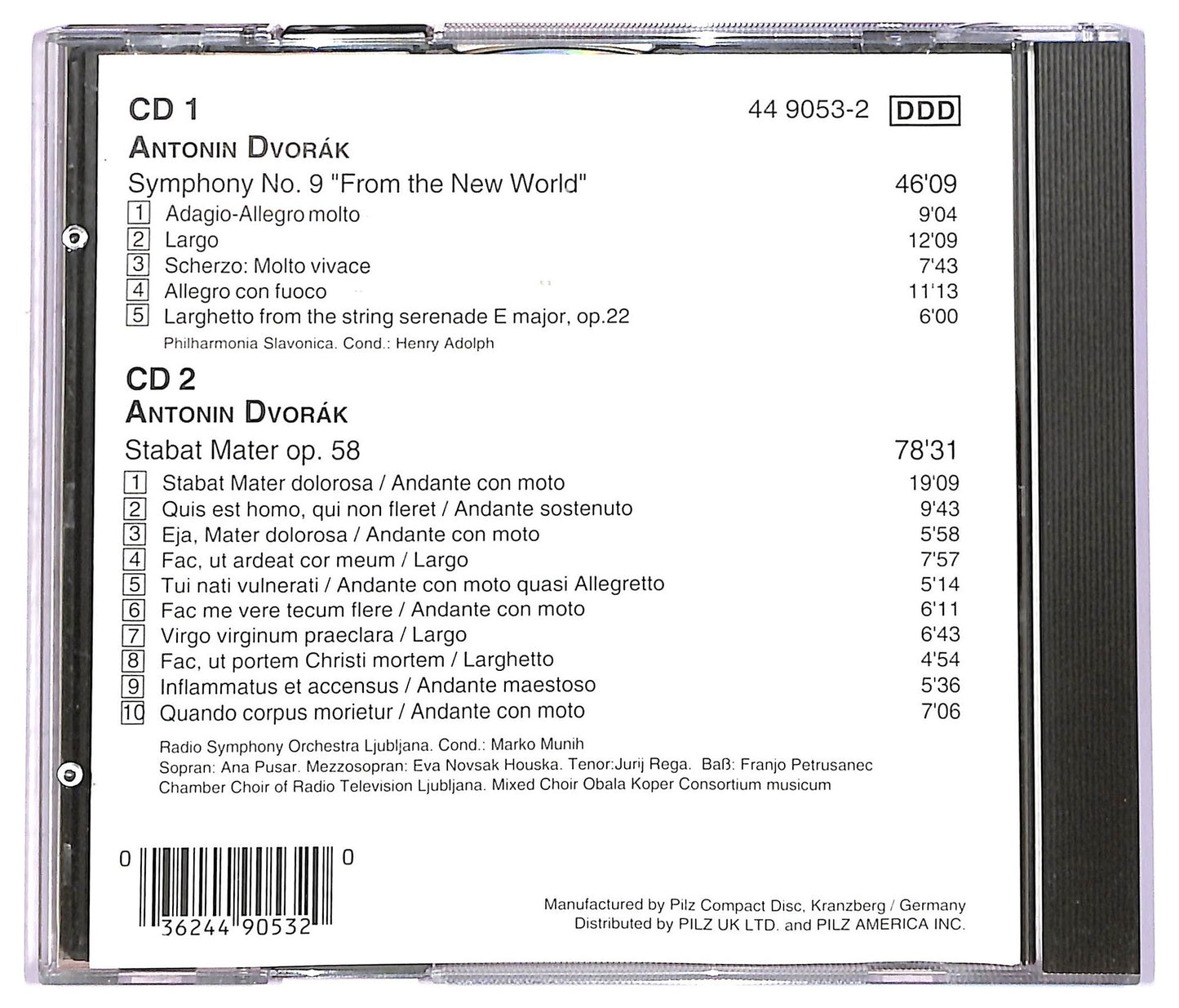 EBOND Antonin Dvořak - Symphony No. 9 From The New World Stabat Mater CD CD072539