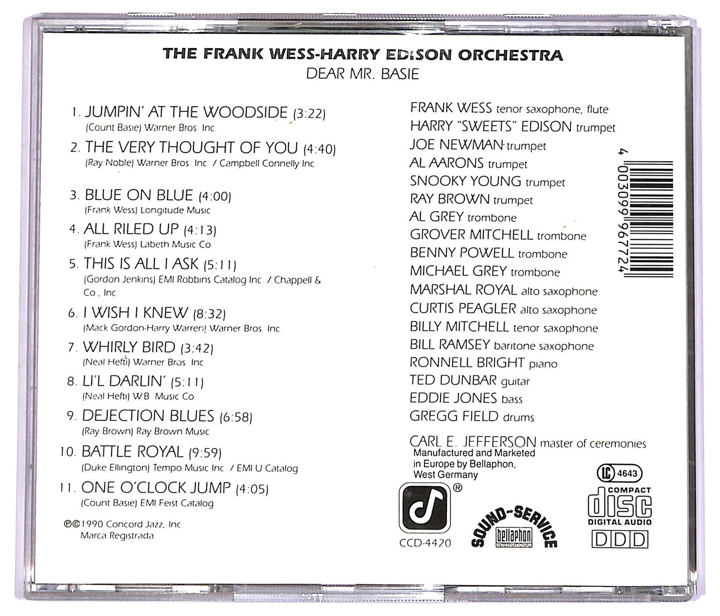 EBOND The Frank Wess - Harry Edison Orchestra - Dear Mr. Basie CD CD072608