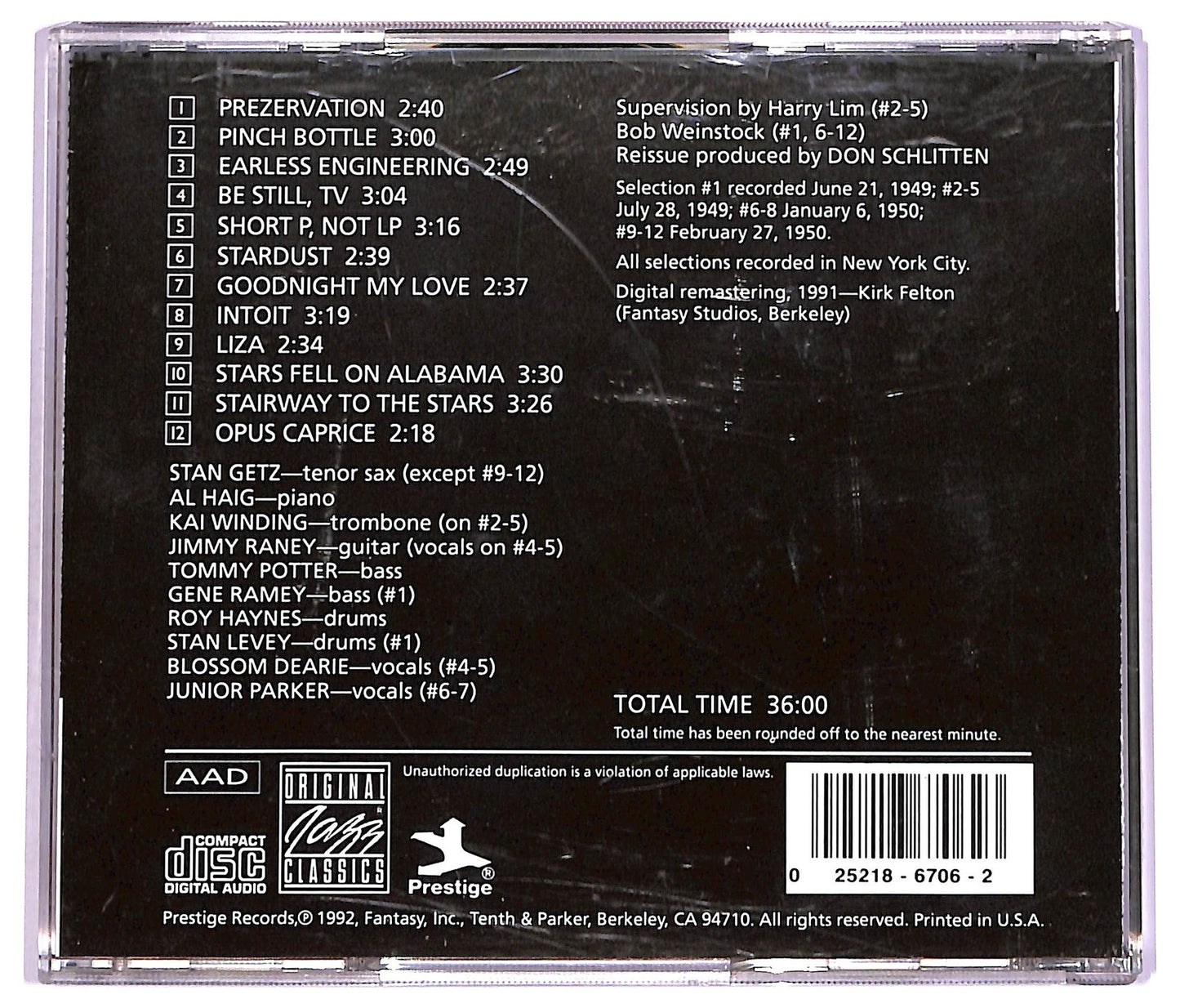 EBOND Stan Getz With Al Haig - Prezervation CD CD072753