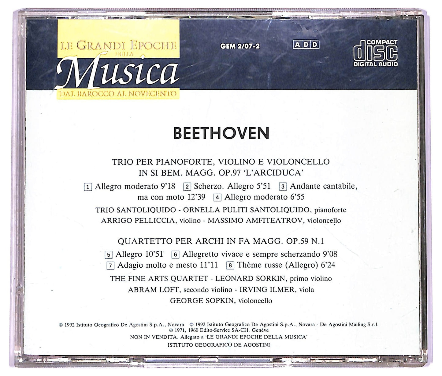 EBOND Ludwig van Beethoven - Trio Op.97 'L'Arciduca' - Quartetto Op.59 N.1 CD CD072754