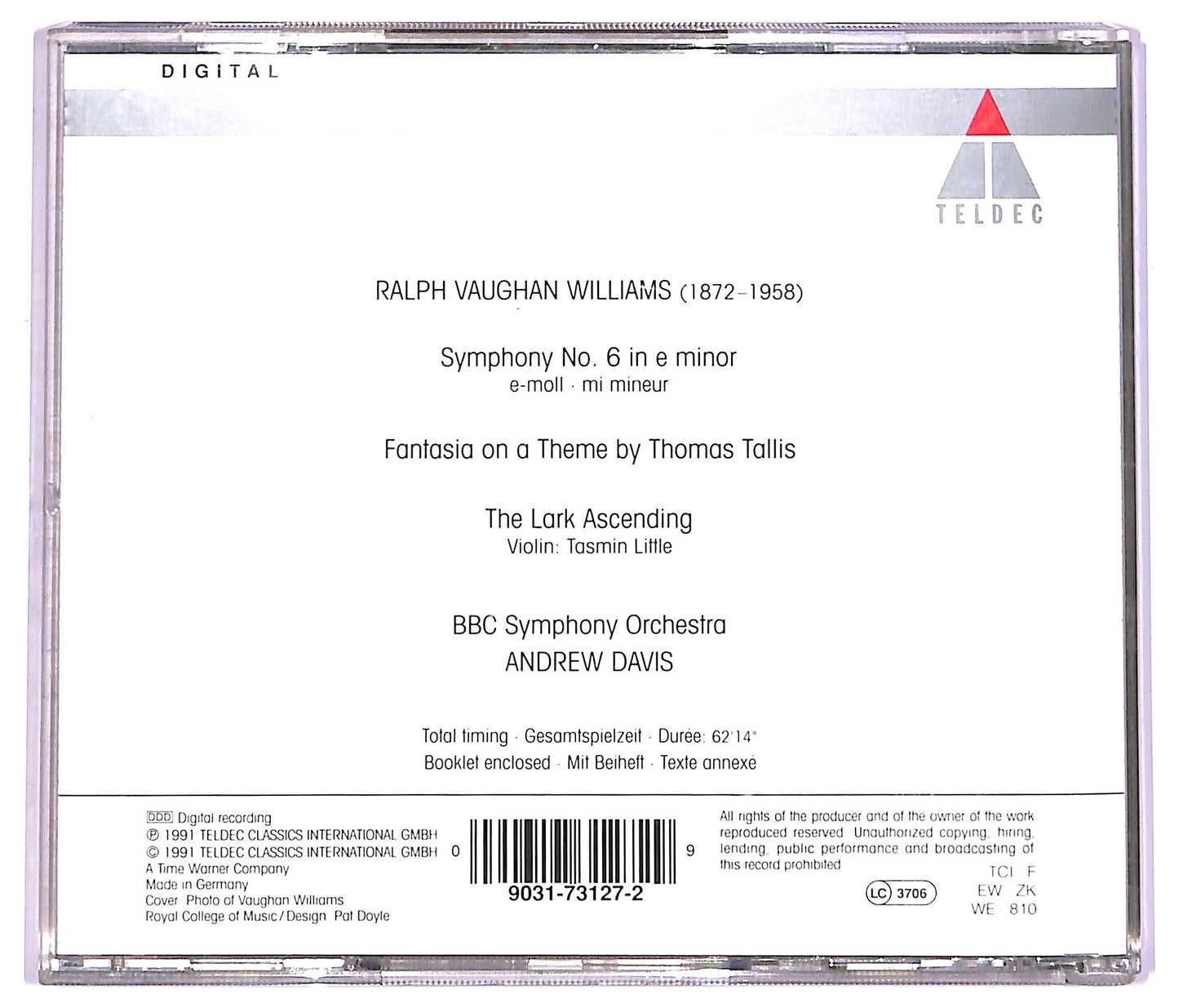 EBOND Vaughan Williams - is - Symphony No.6 Tallis Fantasia The Lark Ascending CD CD072761