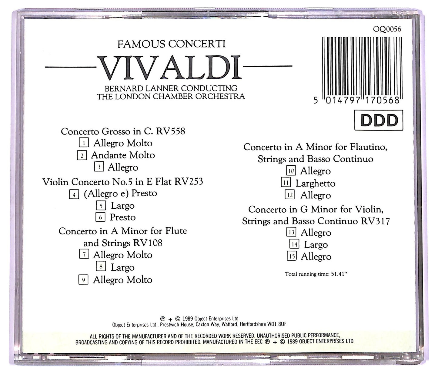 EBOND Antonio Vivaldi - Vivaldi - Bernard Lanner Conducting The London Chamber Orchestra CD CD072858