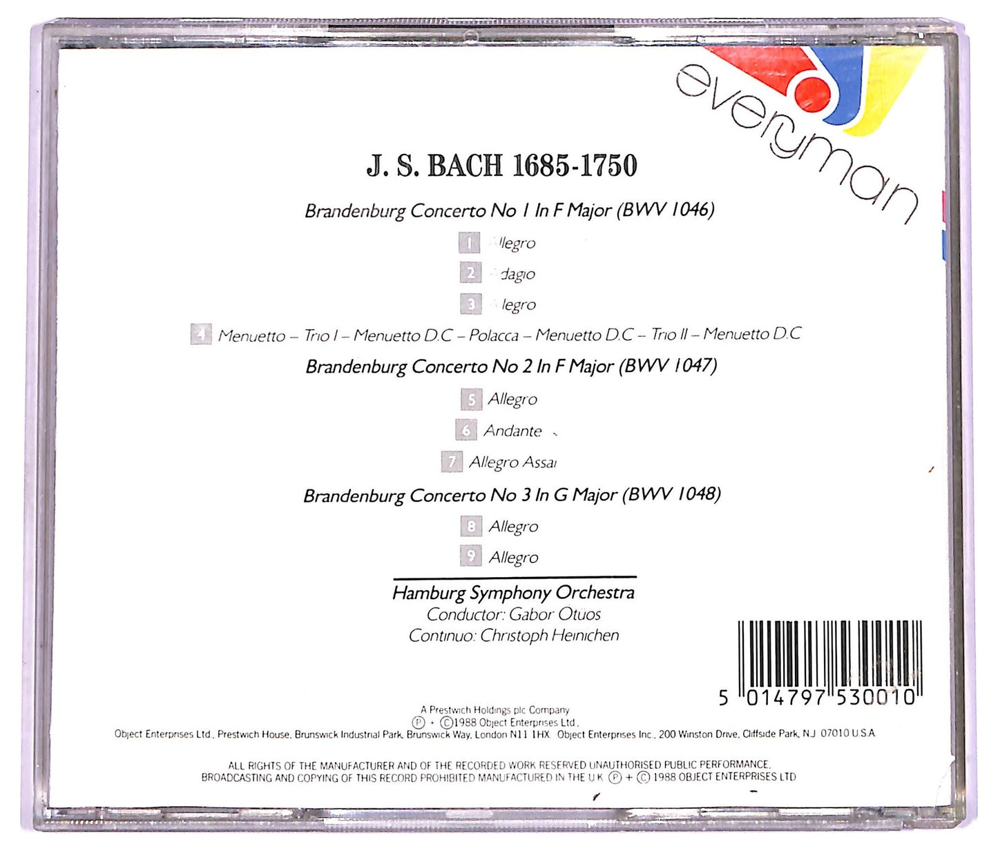 EBOND Bach - Brandenburg Concertos 1, 2, 3 CD CD072861