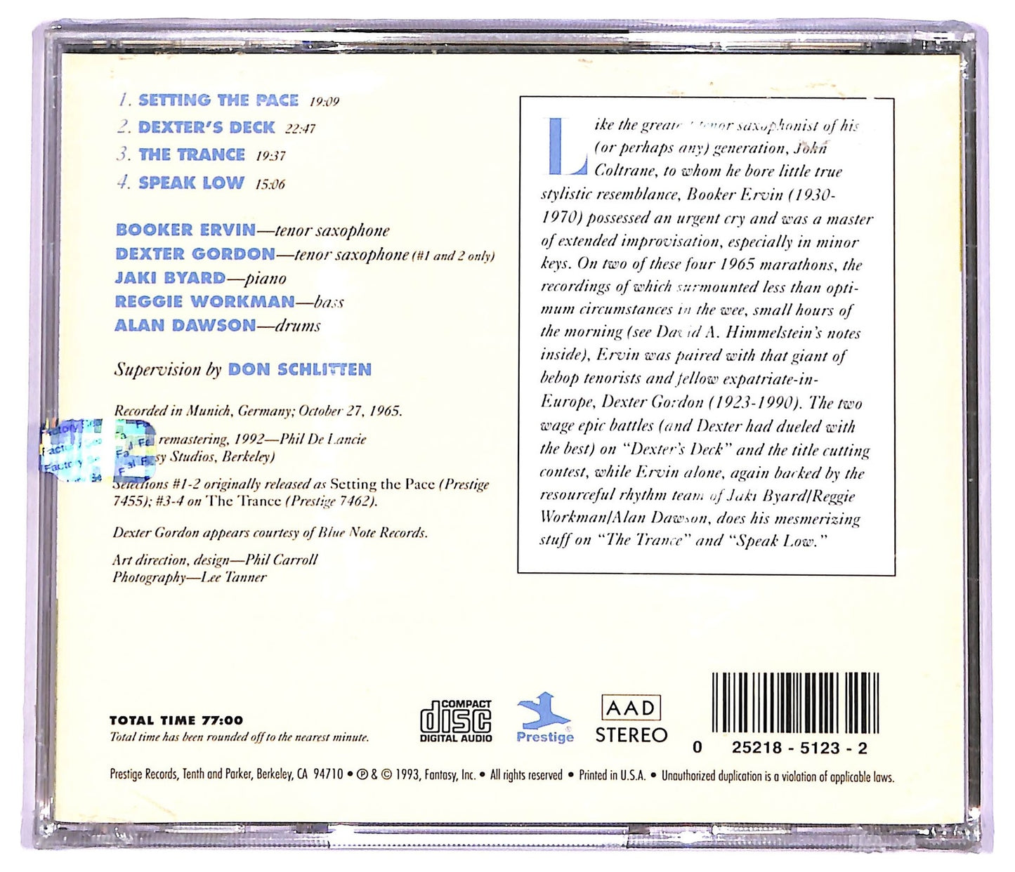 EBOND Booker Ervin With Dexter Gordon - Setting The Pace CD CD072965