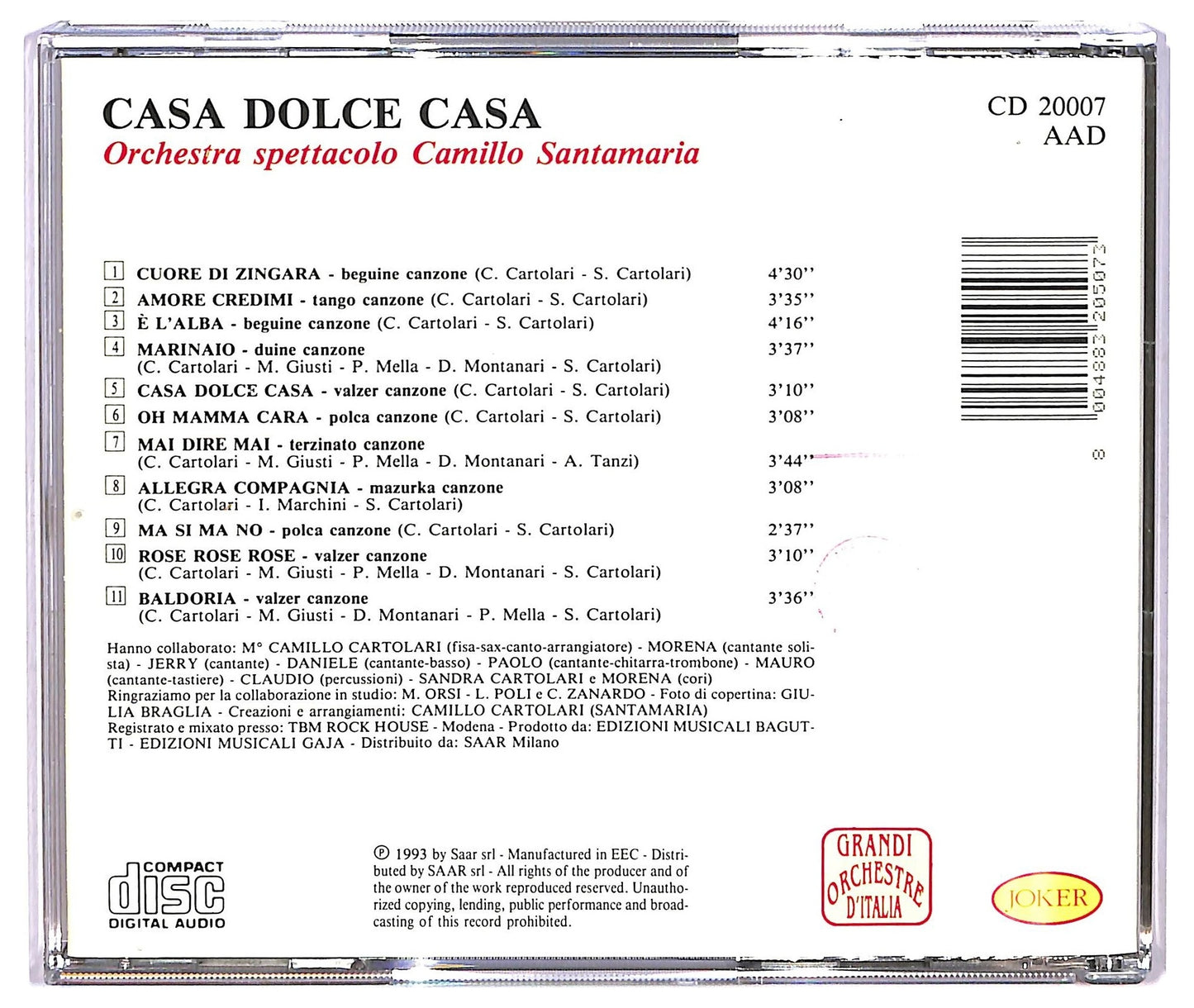 EBOND Orchestra Spettacolo Camillo Santamaria - Casa Dolce Casa CD CD073015