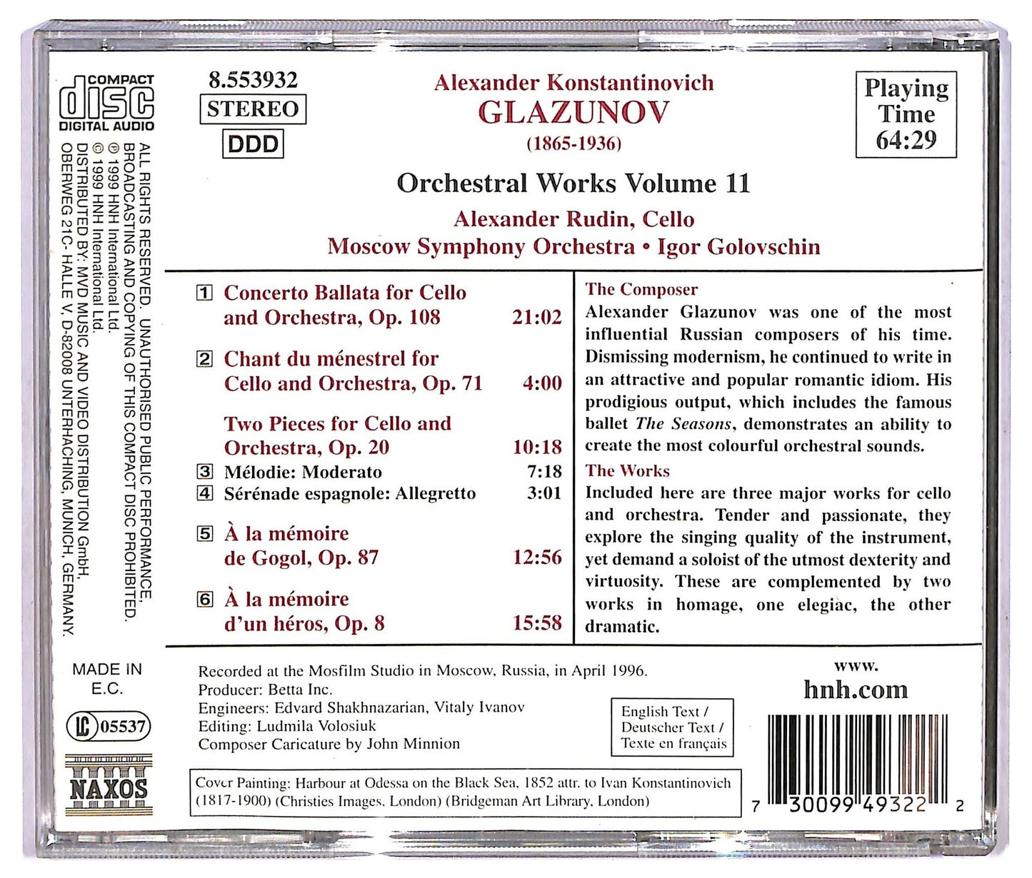 EBOND Glazunov - Works For Cello And Orchestra CD CD073154