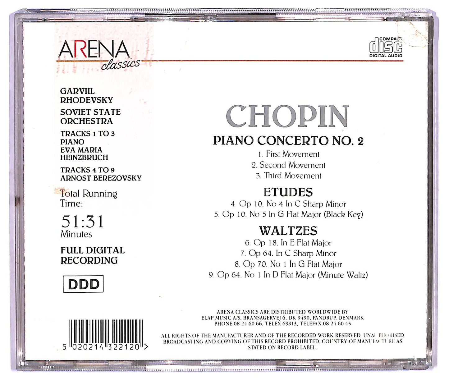 EBOND Chopin - Piano Concerto No. 2, Etudes And Waltzes CD CD073329