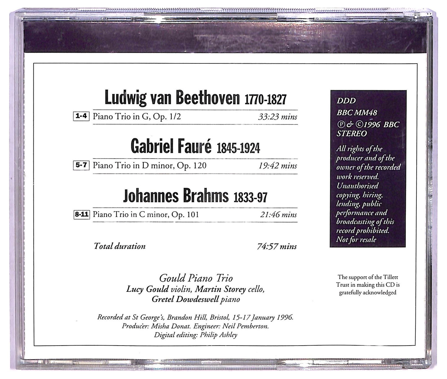 EBOND Beethoven Faure Brahms - Gould Piano Trio CD CD073341