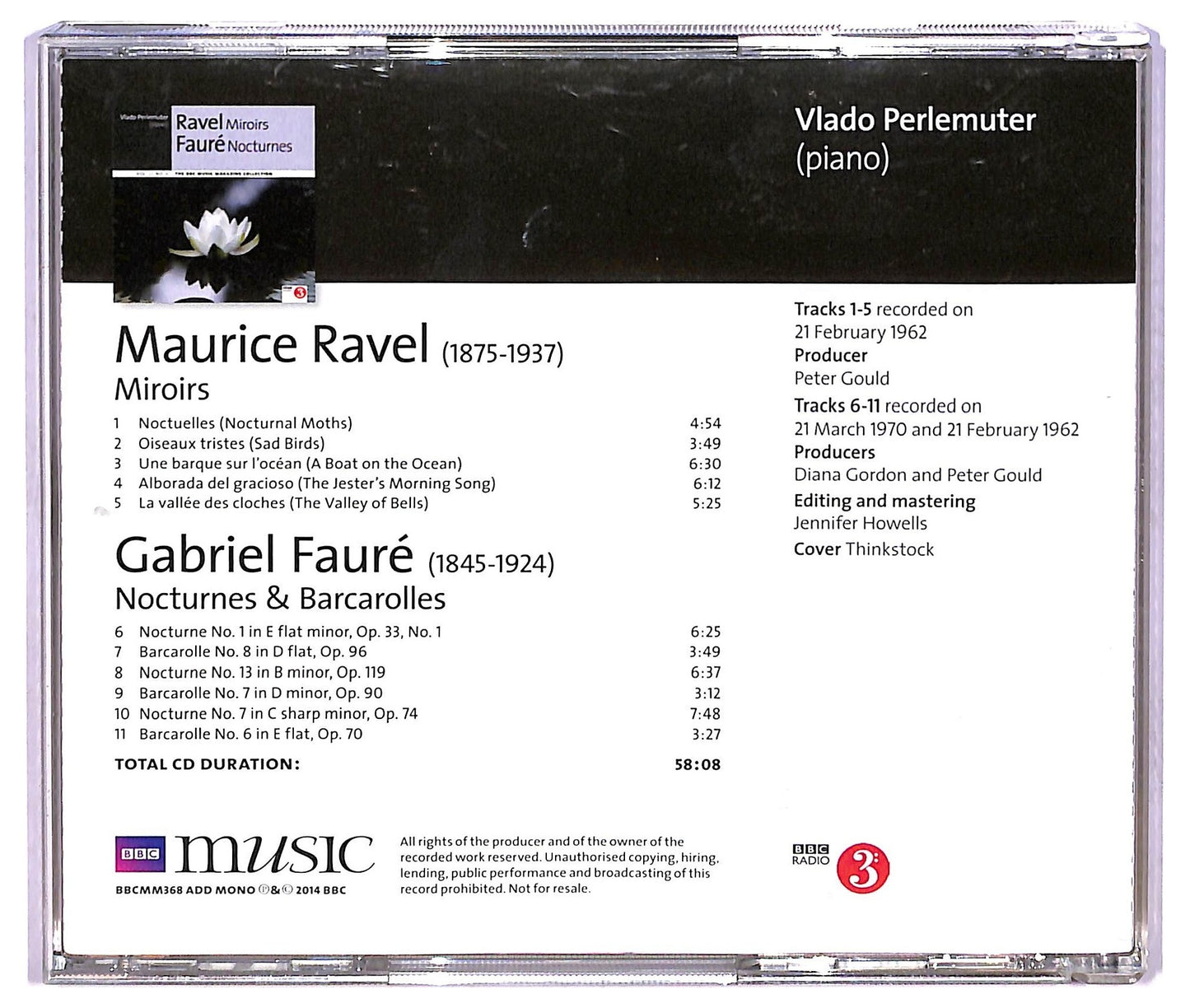 EBOND Vlado Perlemuter Ravel Faure - Miroirs Nocturnes CD CD073342