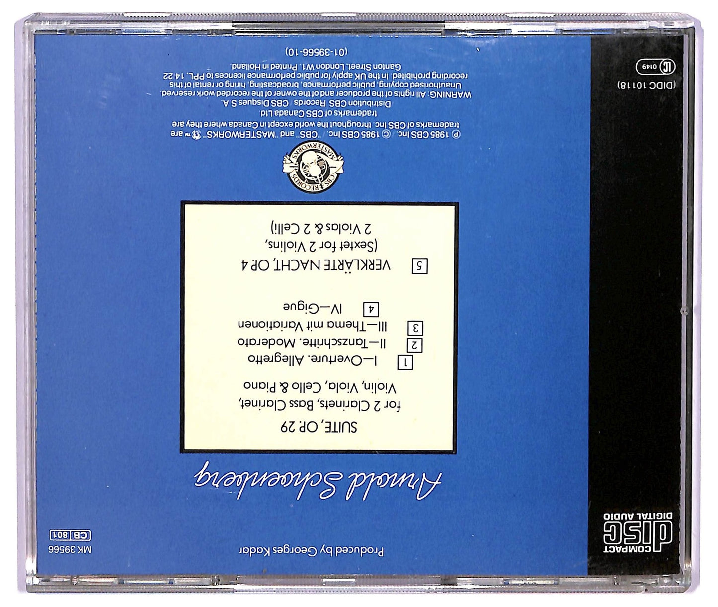 EBOND Arnold Schoenberg - Verklarte Nacht, Op. 4 Suite, Op. 29 CD CD073553