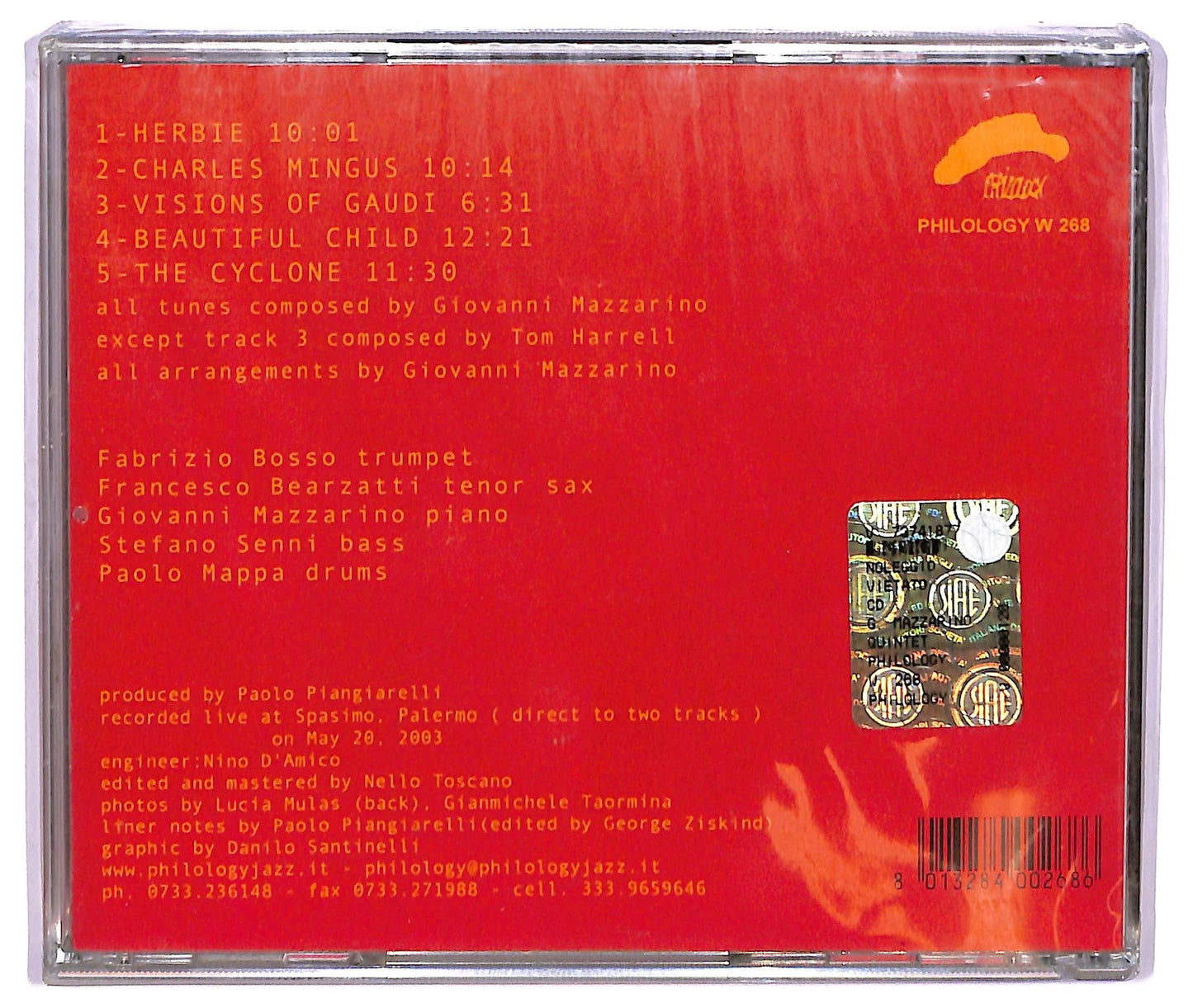 EBOND Giovanni Mazzarino Quintet - Live allo spasimo, Palermo CD CD073629