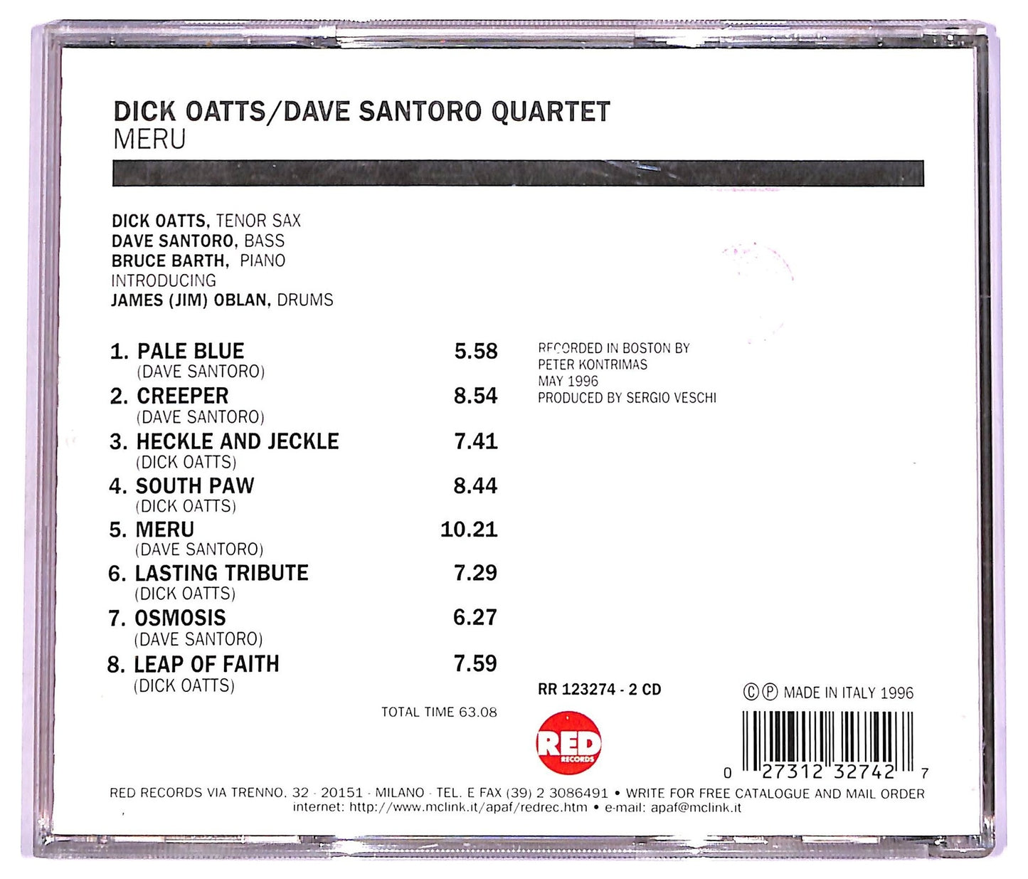 EBOND Dick Oatts & Dave Santoro Quartet Feat. Bruce Barth , James Oblan - Meru CD CD073801