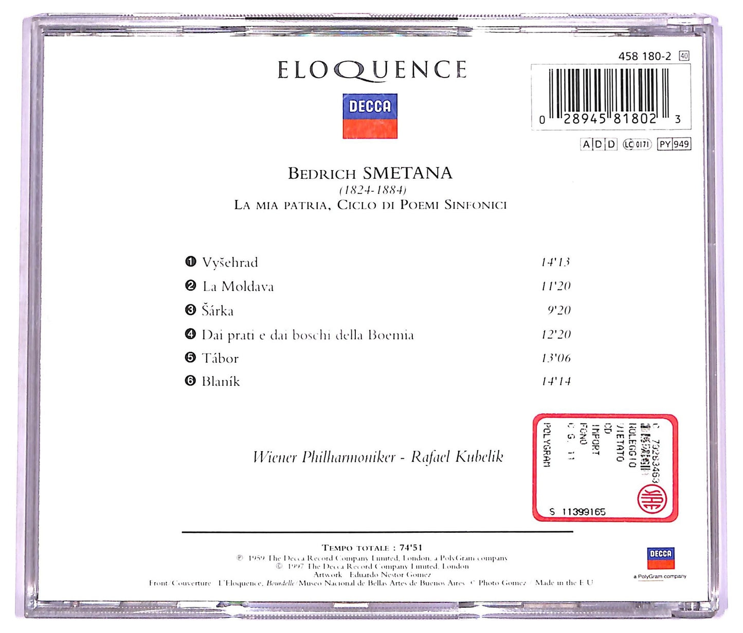 EBOND Smetana - Ma Vlast Including The Moldau - Ma Patrie Avec La Moldau CD CD073817