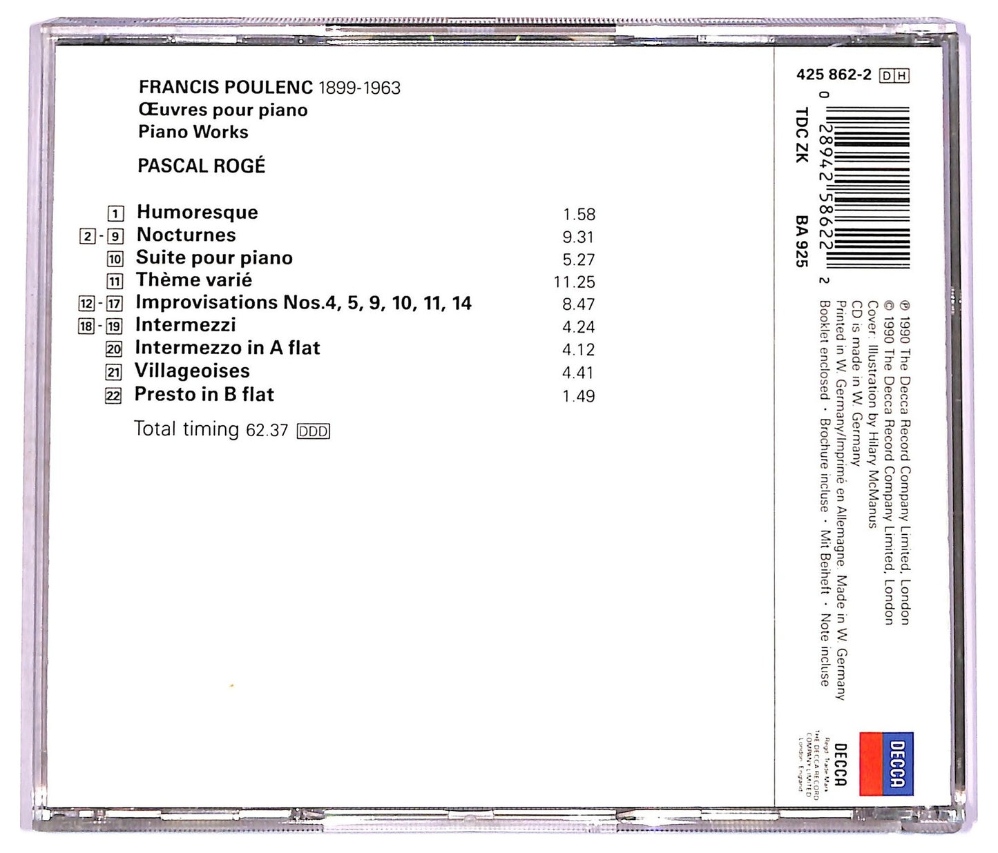 EBOND Poulenc Pascal Roge - Nocturnes, Suites, 6 Improvisations CD CD074010