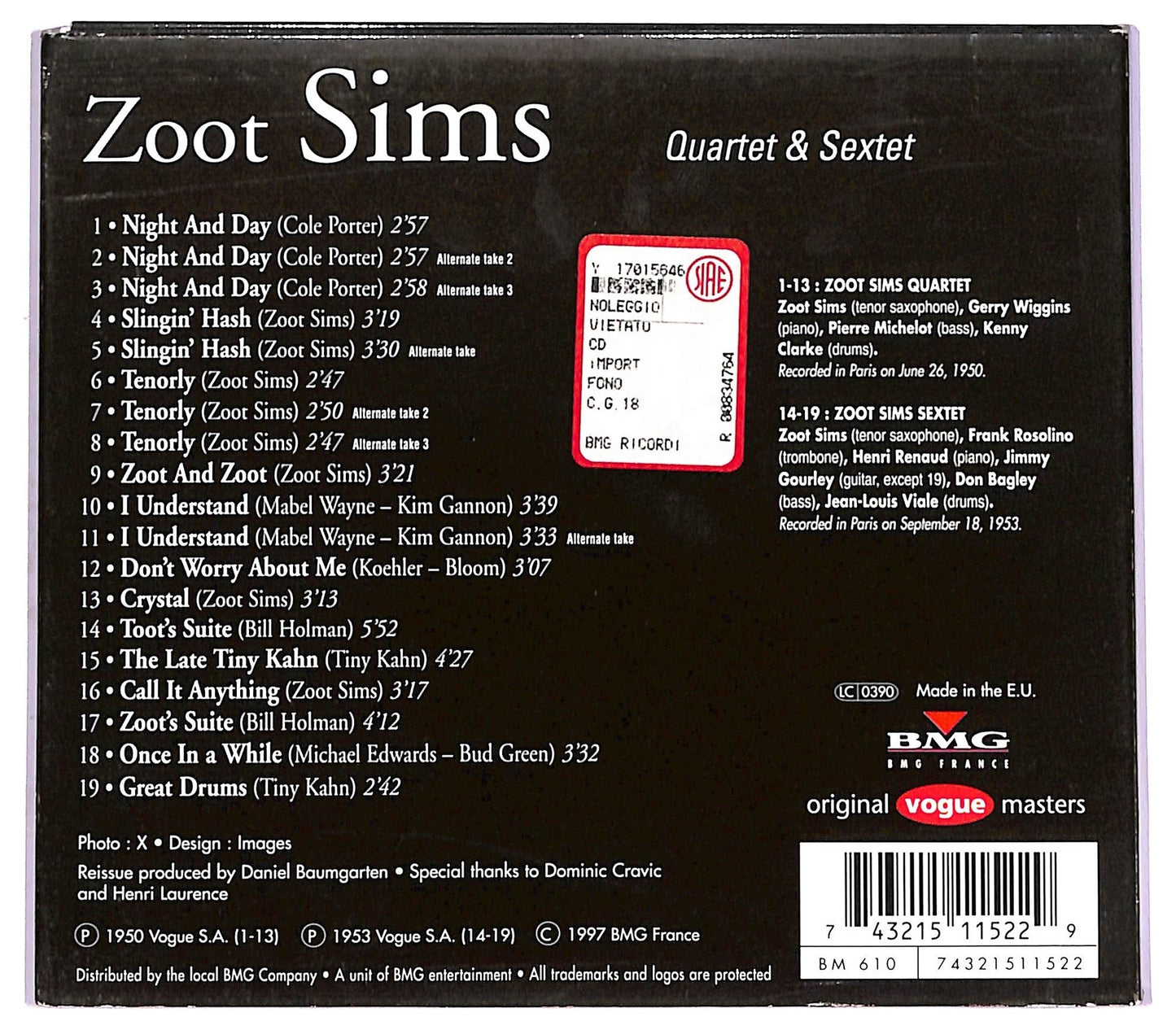 EBOND Zoot Sims - Quartet & Sextet CD CD074044