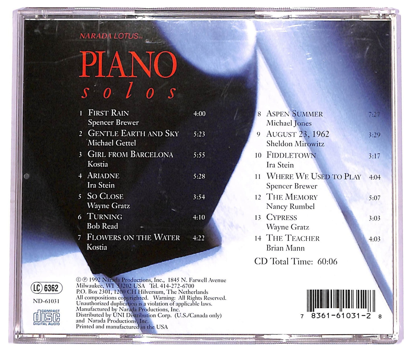EBOND Narada Artists - Piano Solos CD CD074110