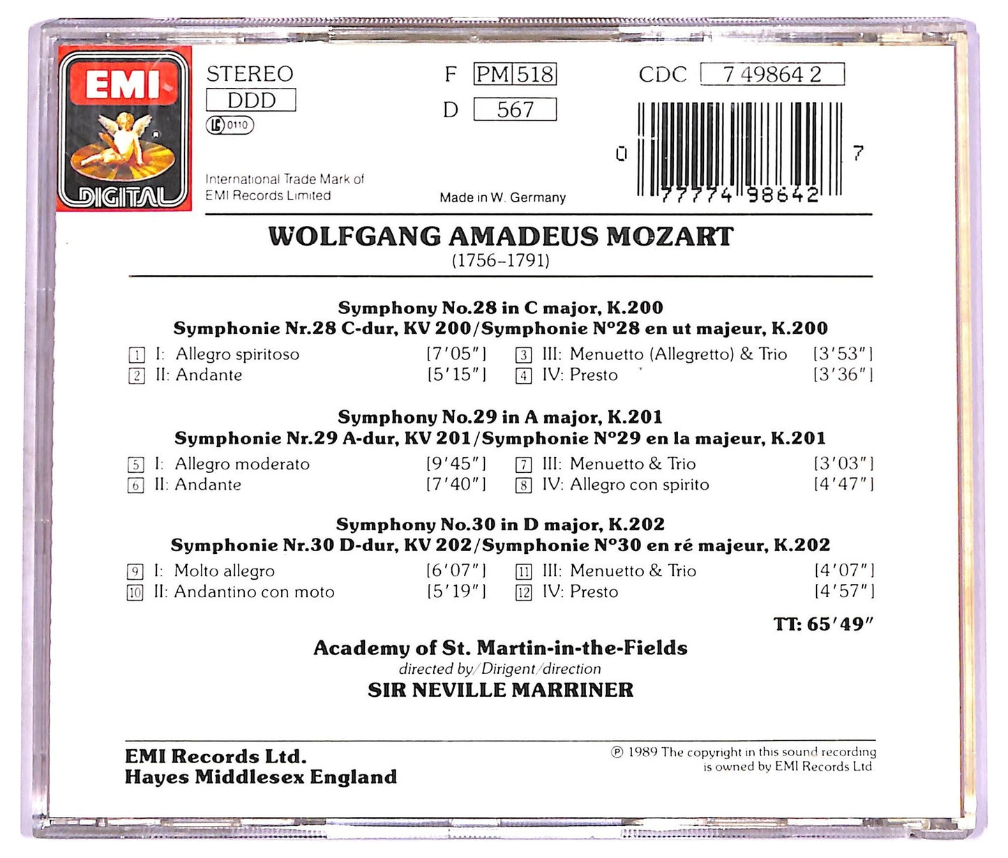 EBOND Mozart - Symphonies Nos. 28, 29, 30 CD CD074221