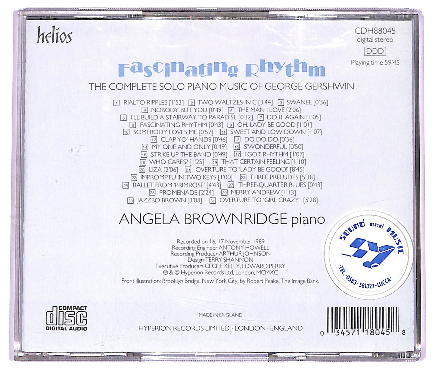 EBOND Angela Brownridge - The Complete Solo Piano Music Of George Gershwin CD CD074224