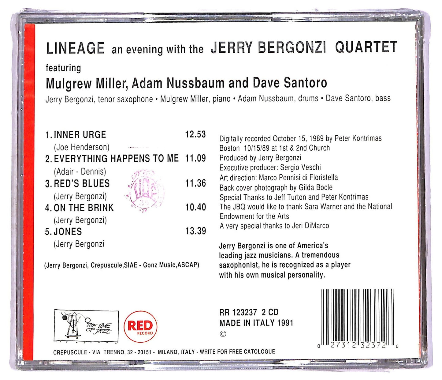 EBOND Jerry Bergonzi - Lineage CD CD074335
