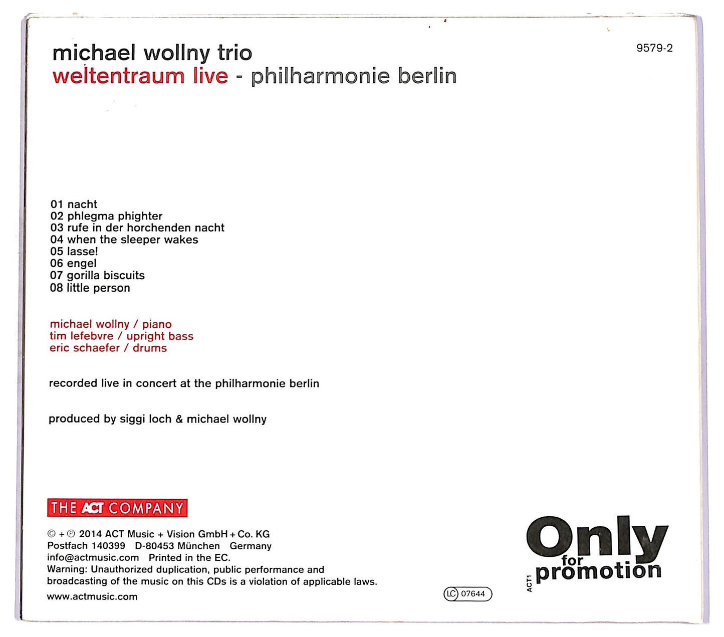 EBOND Michael Wollny Trio - Weltentraum Live - Philharmonie Berlin CD CD074342