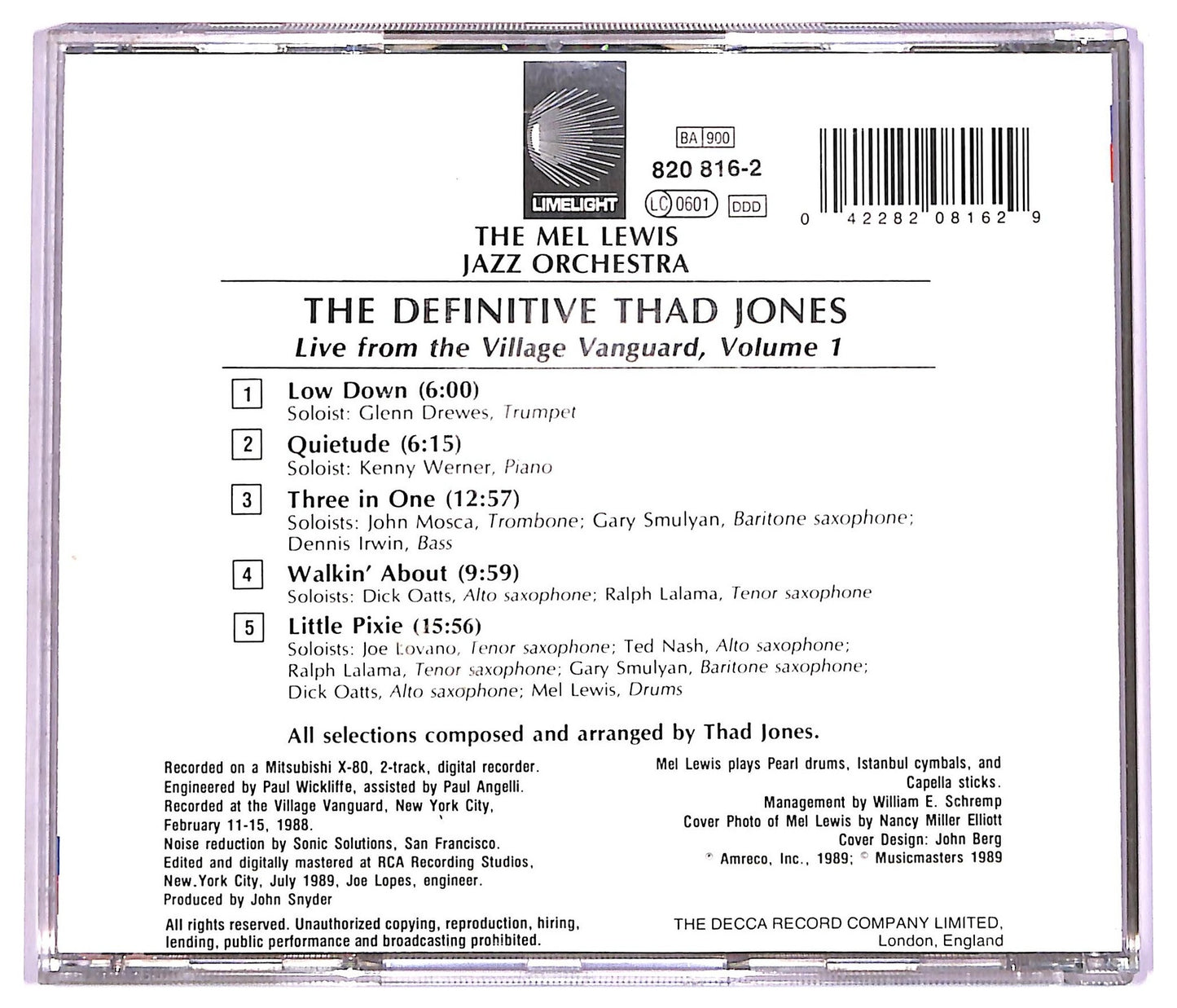 EBOND The Mel Lewis Jazz Orchestra - The Definitive Thad Jones CD CD074458