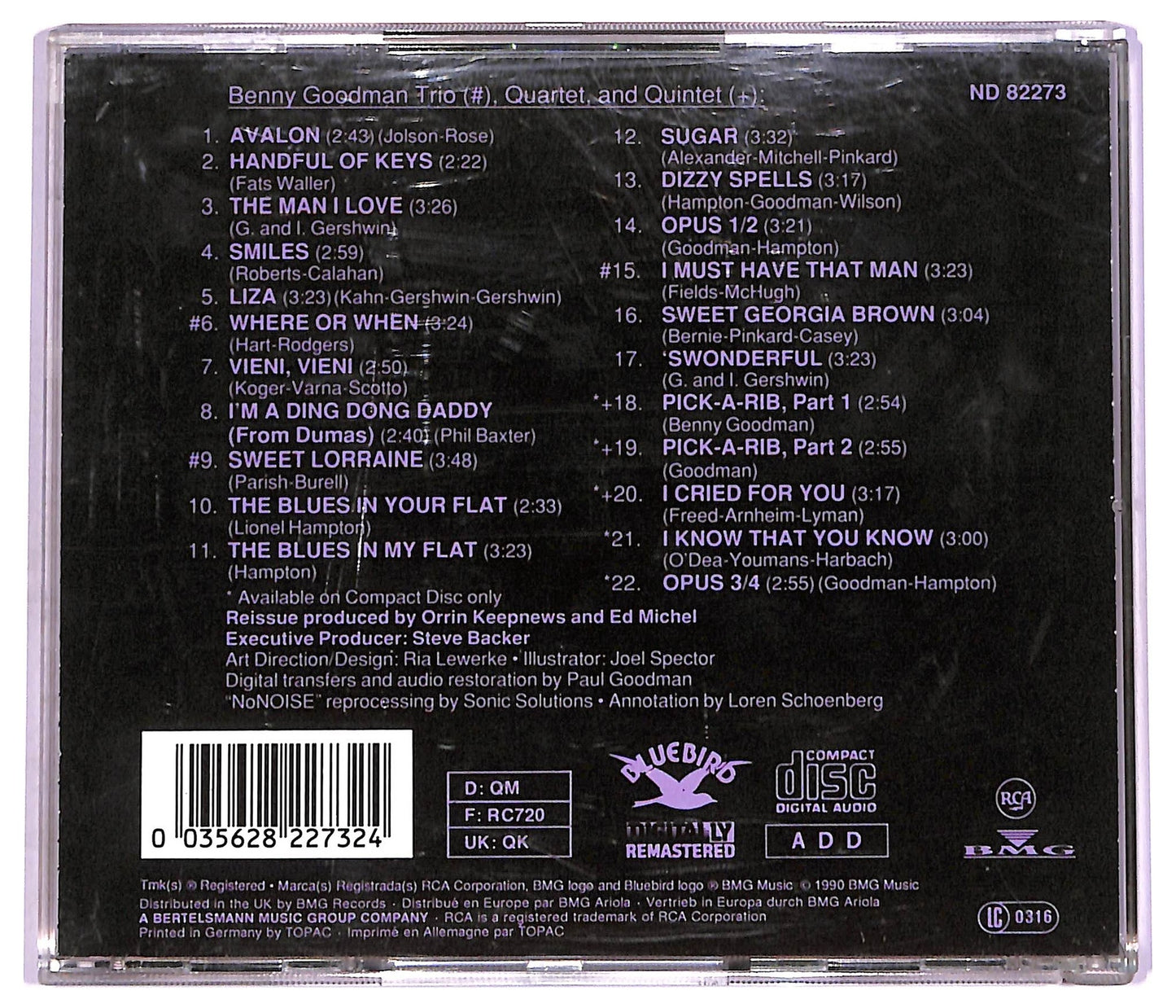 EBOND Benny Goodman Trio & Quartet - Avalon - The Small Bands Volume 2 (1937 - 1939) CD CD074554