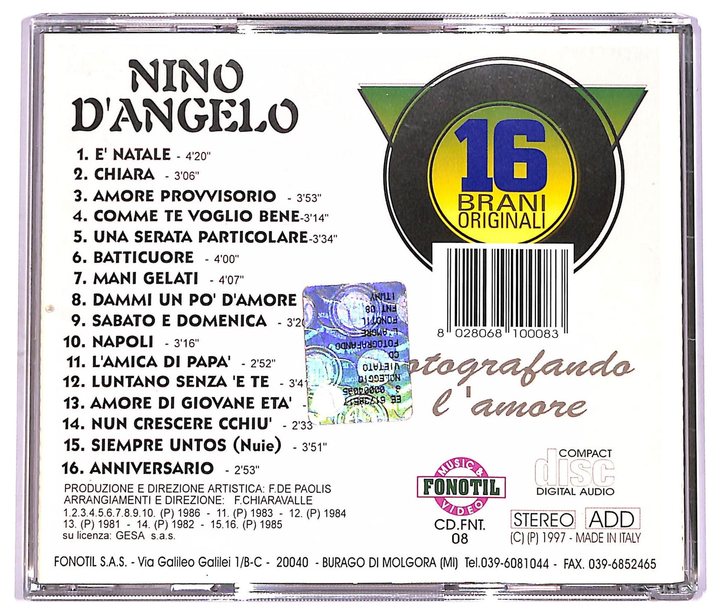 EBOND Nino D'Angelo - Fotografando L'Amore CD CD074730