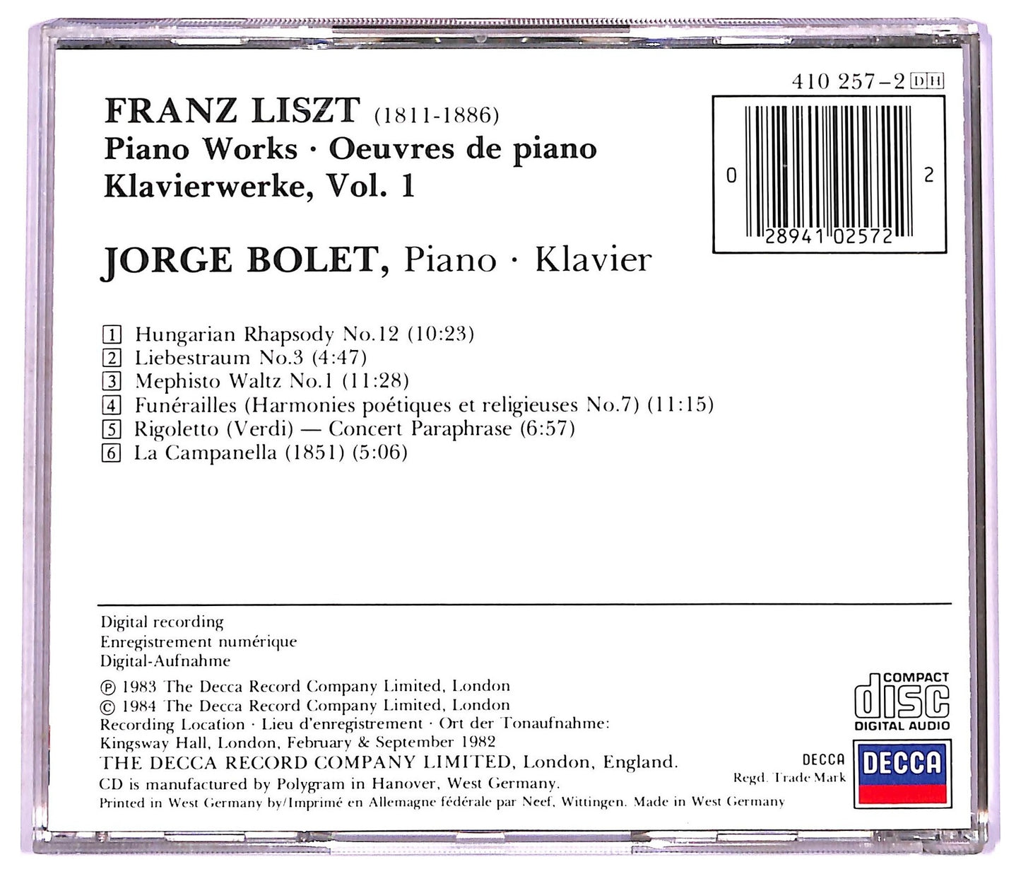 EBOND Liszt Jorge Bolet - The Piano Works - Die Klavierwerke CD CD074819