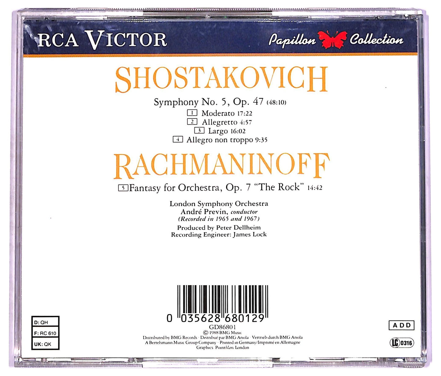 EBOND Shostakovich - Symphony No. 5 Fantasy For Orchestra The Rock CD CD074825