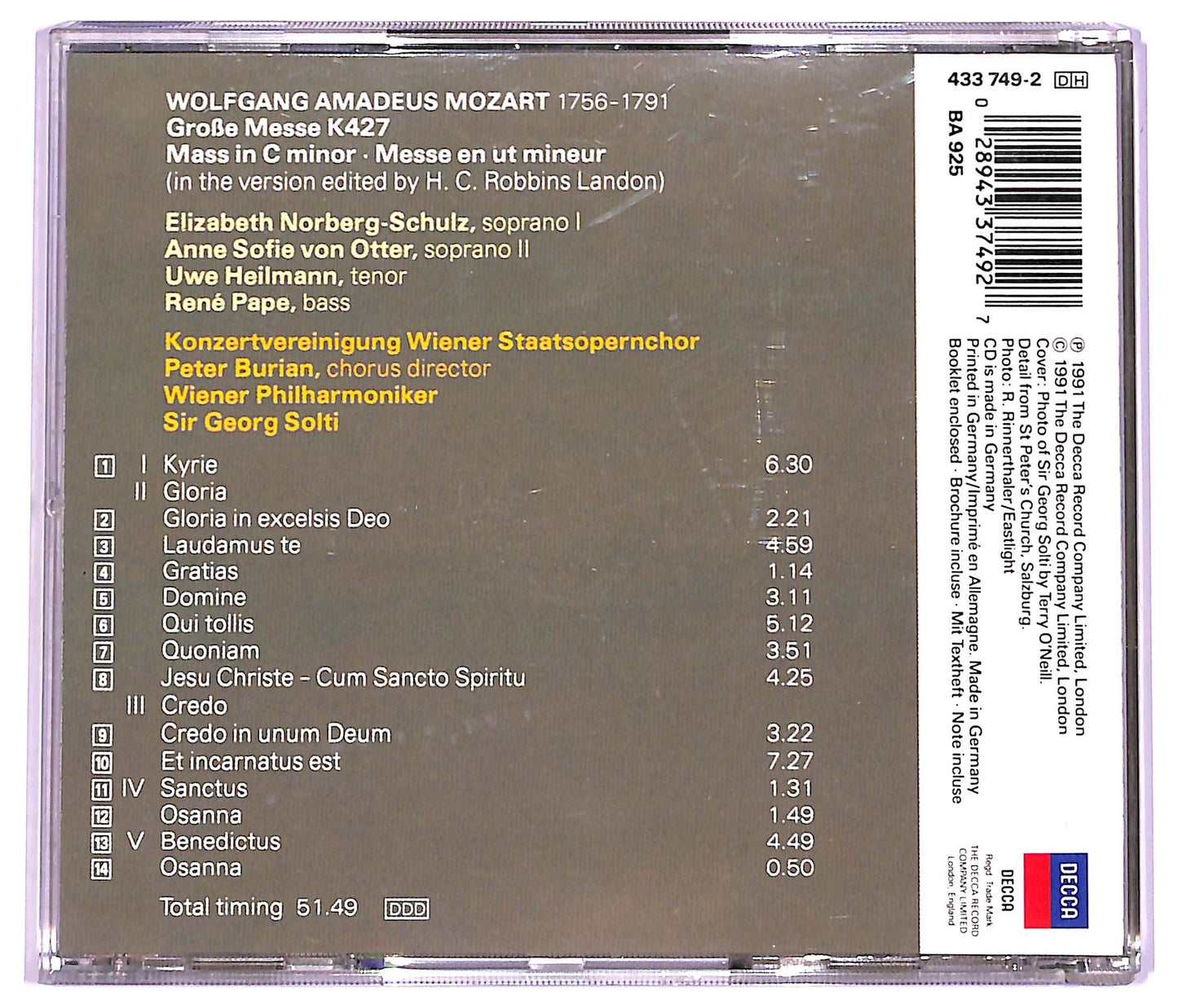 EBOND Mozart - Große Messe K427 CD CD075033