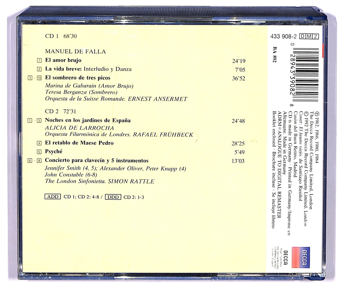 EBOND Falla - Musica Orquestal CD CD075217