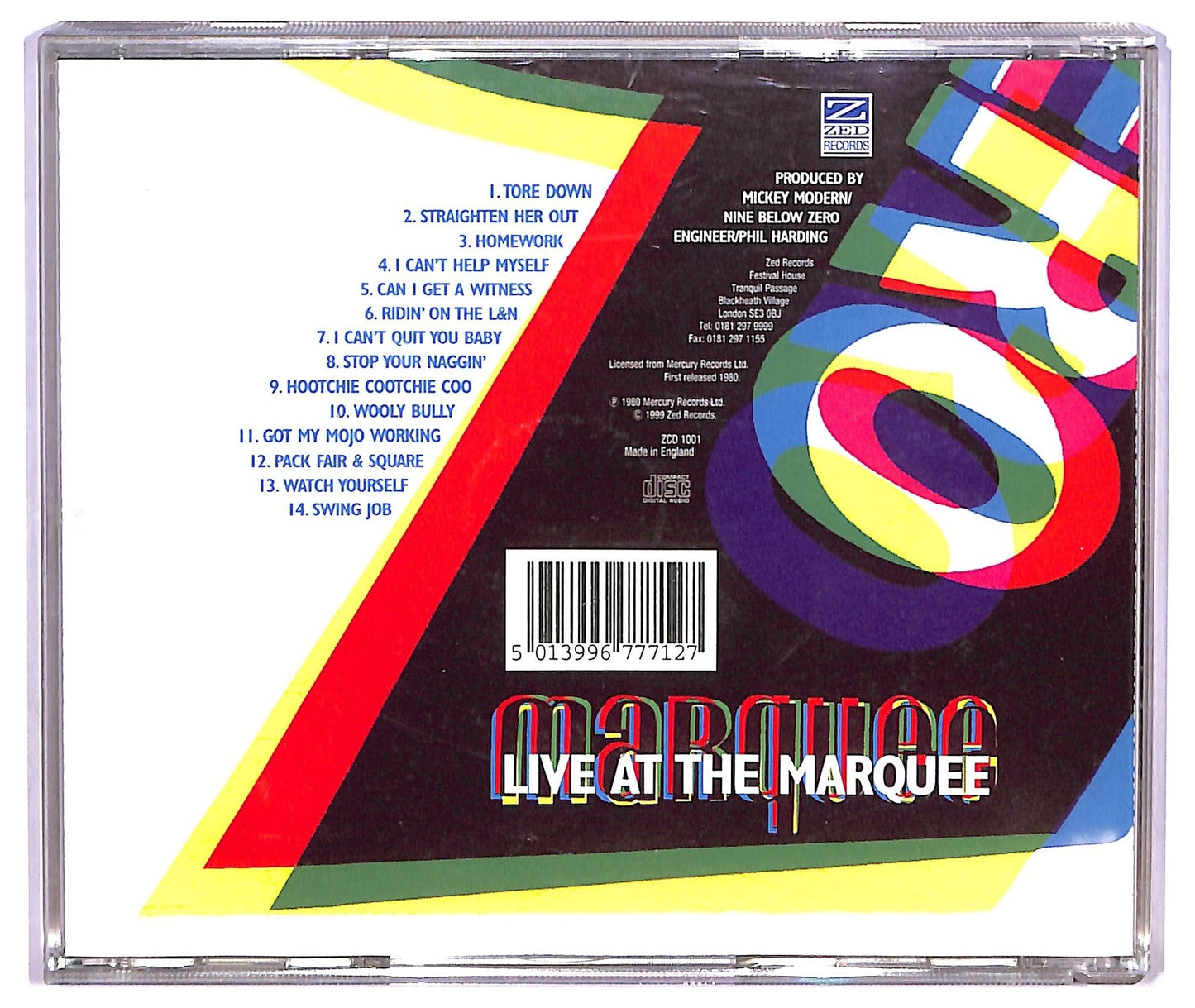EBOND Nine Below Zero - Live At The Marquee CD CD075239