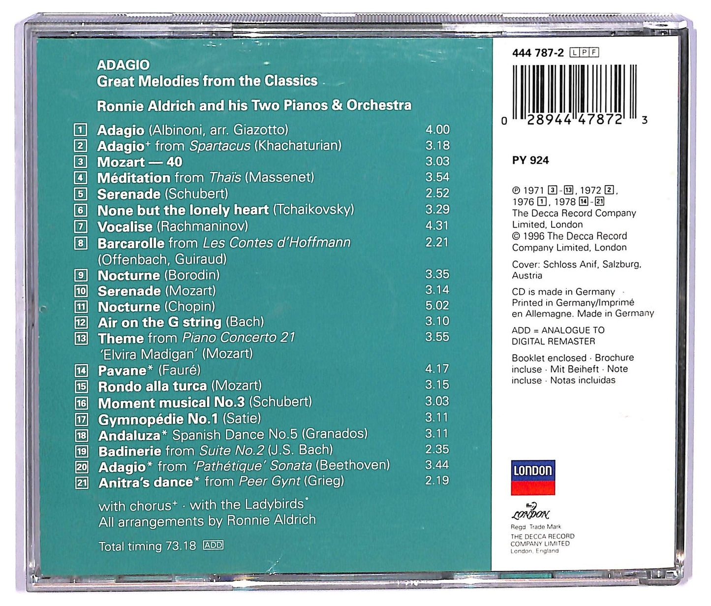 EBOND Ronnie Aldrich - Adagio - Great Melodies From The Classics CD CD075301