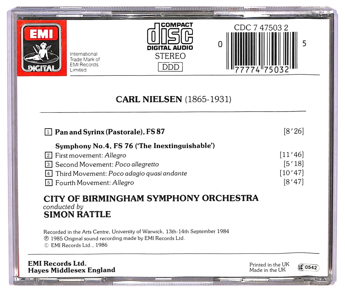 EBOND Carl Nielsen - Symphony No.4 'The Inextinguishable', Pan And Syrinx (Pastorale) CD CD075441