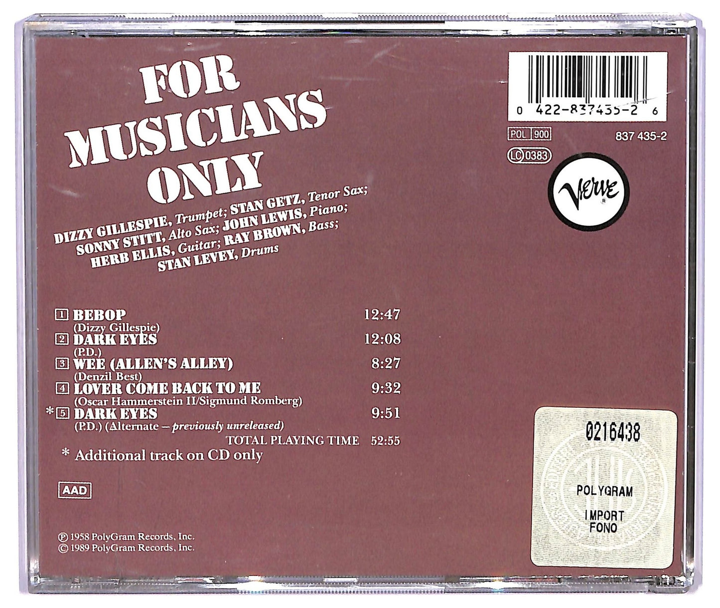 EBOND Dizzy Gillespie - For Musicians Only CD CD075451