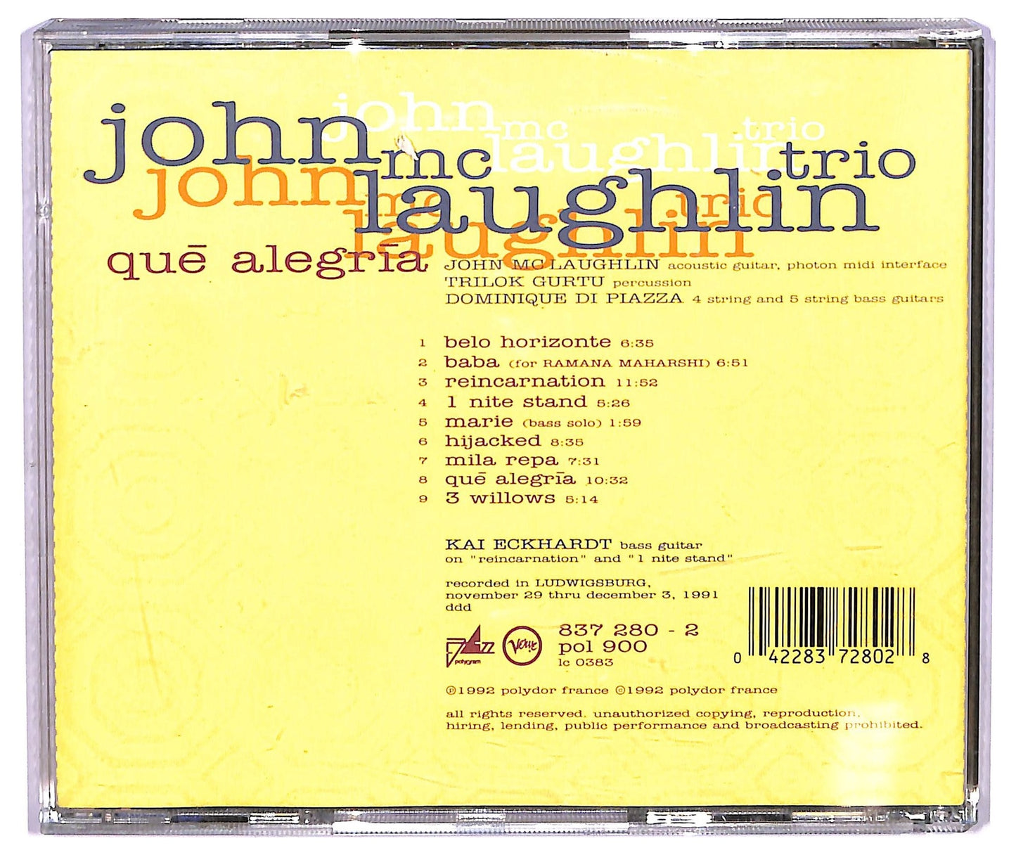 EBOND John McLaughlin Trio - Que Alegria CD CD075618