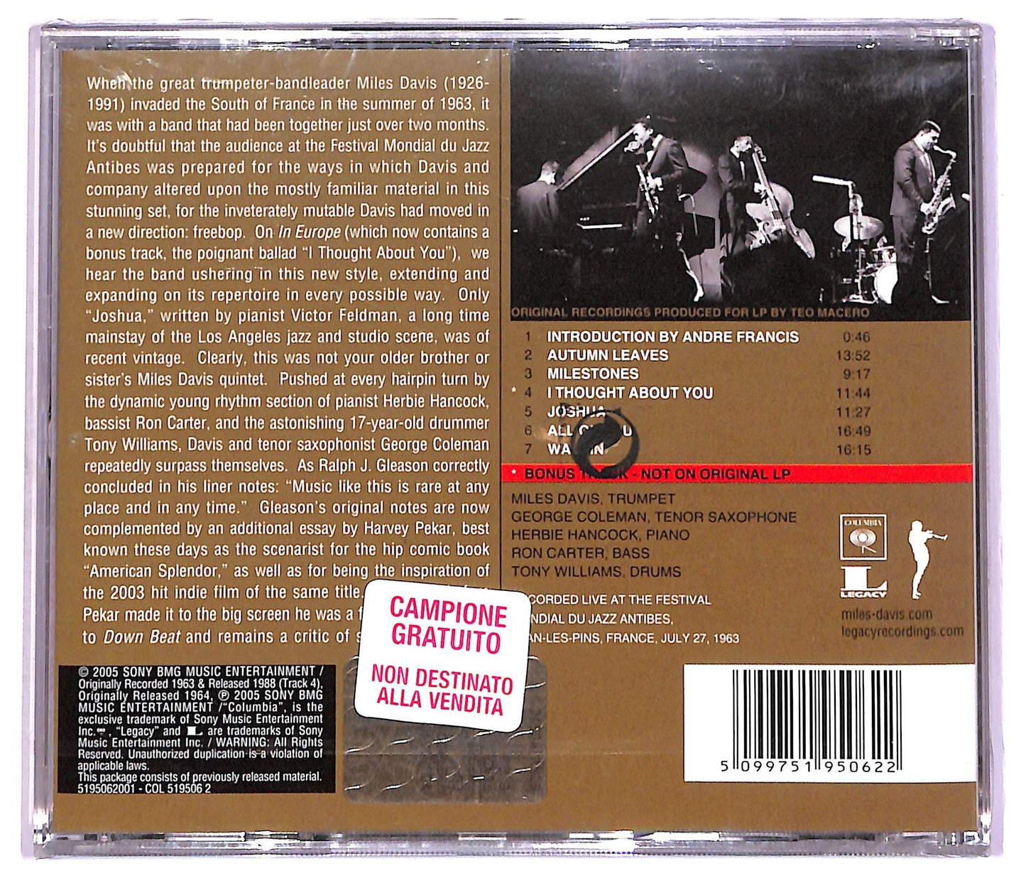 EBOND Miles Davis - Miles Davis In Europe CD CD076709