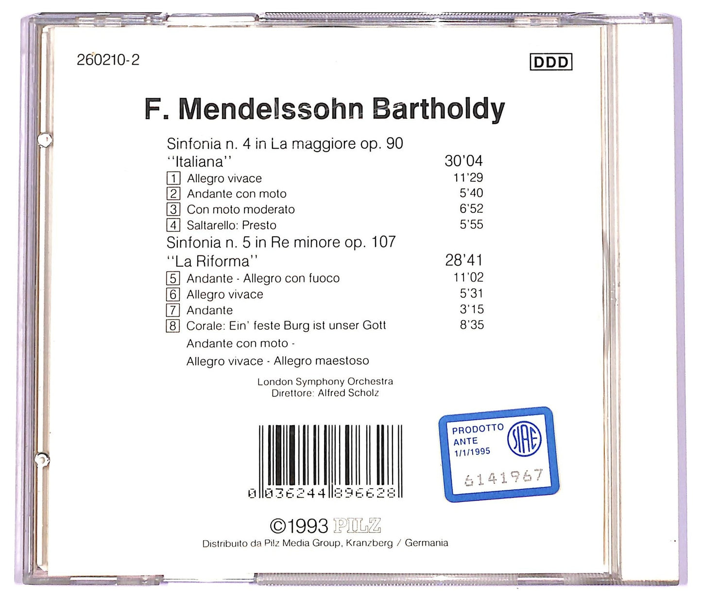 EBOND F. Mendelssohn Bartholdy - Italian Symphony Reformation Symphony CD CD076713