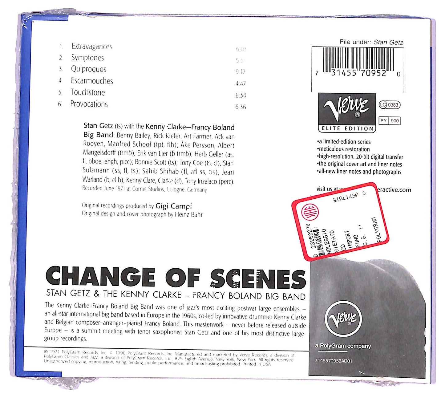 EBOND Stan Getz & The Kenny Clarke - Change Of Scenes CD CD077215