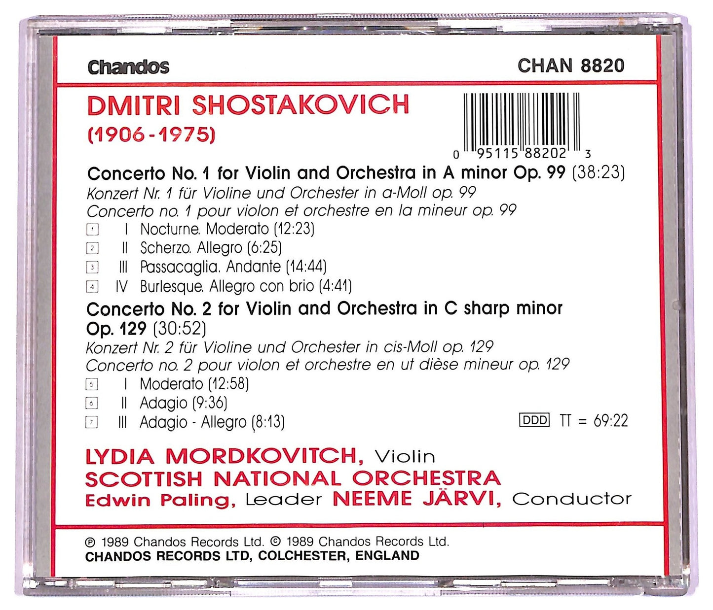 EBOND Shostakovich - Violin Concertos No 1 Op.99 · No 2 Op.129 CD CD077256