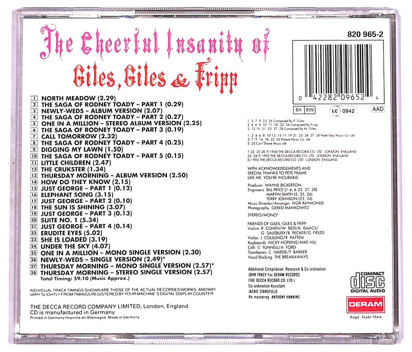 EBOND Giles, Giles And Fripp - The Cheerful Insanity Of Giles, Giles And Fripp CD CD077306