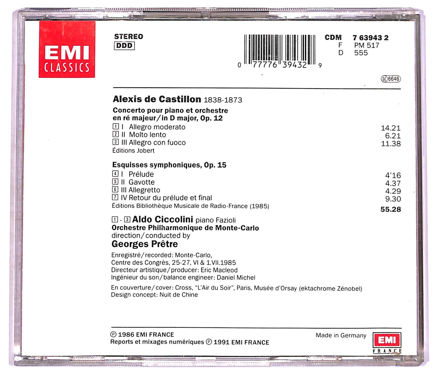 EBOND Castillon - Concerto Pour Piano Et Orchestre / Esquisses Symphoniques CD CD077330
