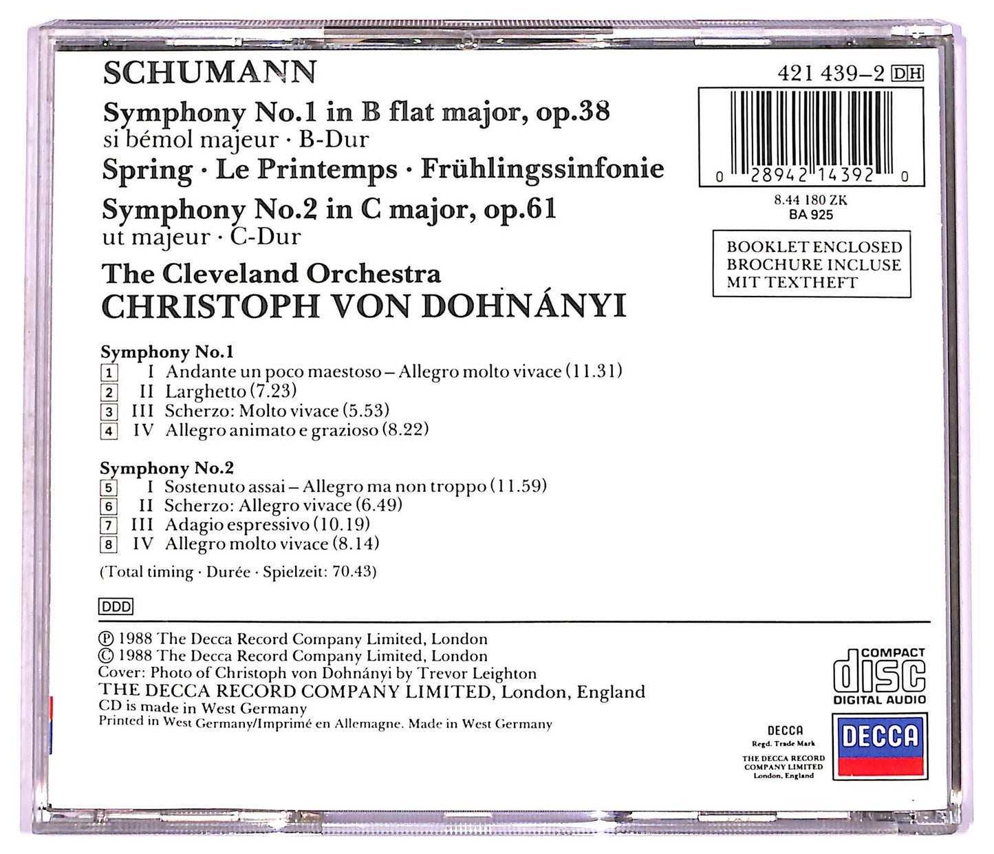 EBOND Schumann - Symphonies 1 & 2 CD CD077333