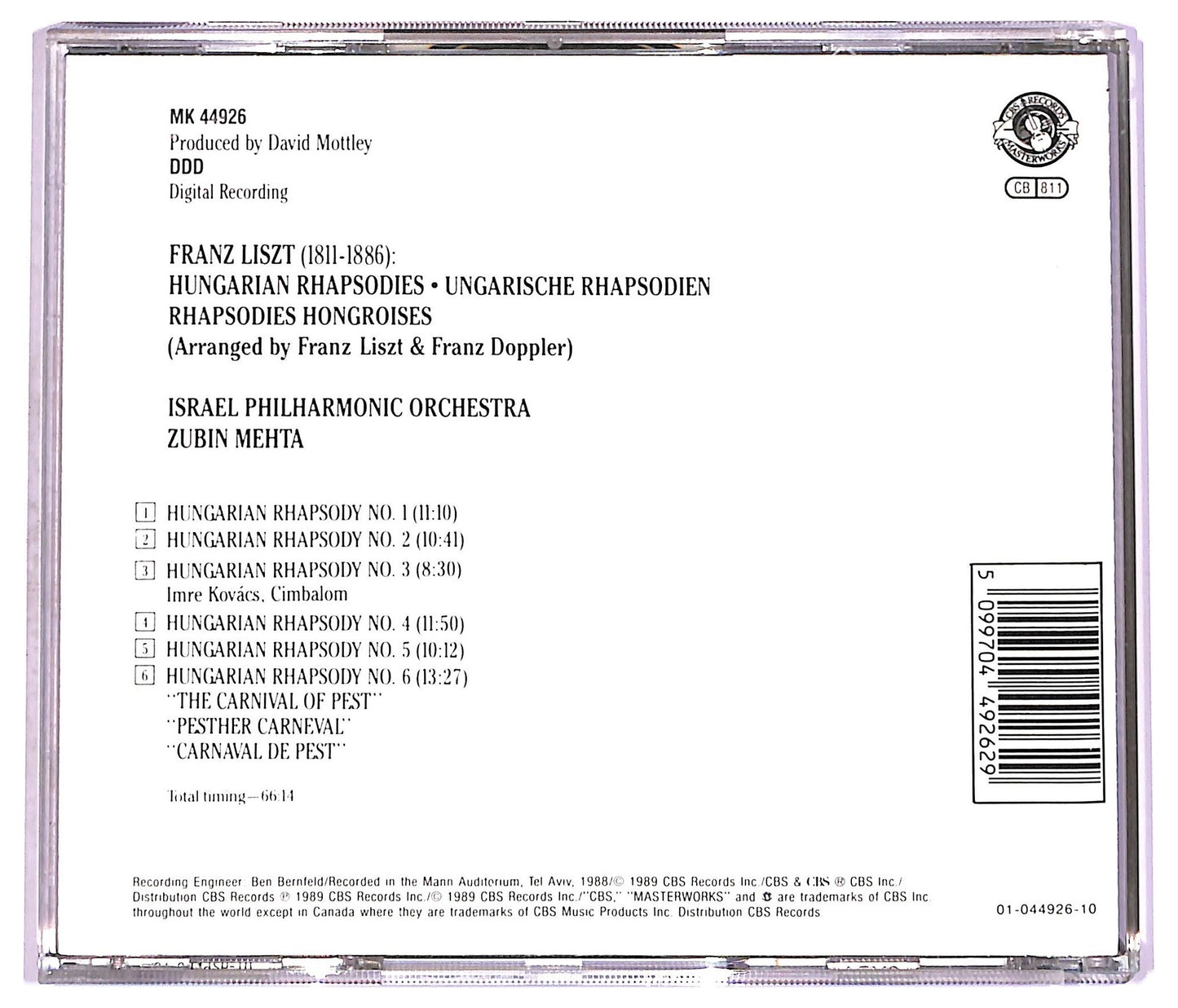 EBOND Liszt , Zubin Mehta , Israel Philharmonic Orchestra - Hungarian Rhapsodies CD CD077336