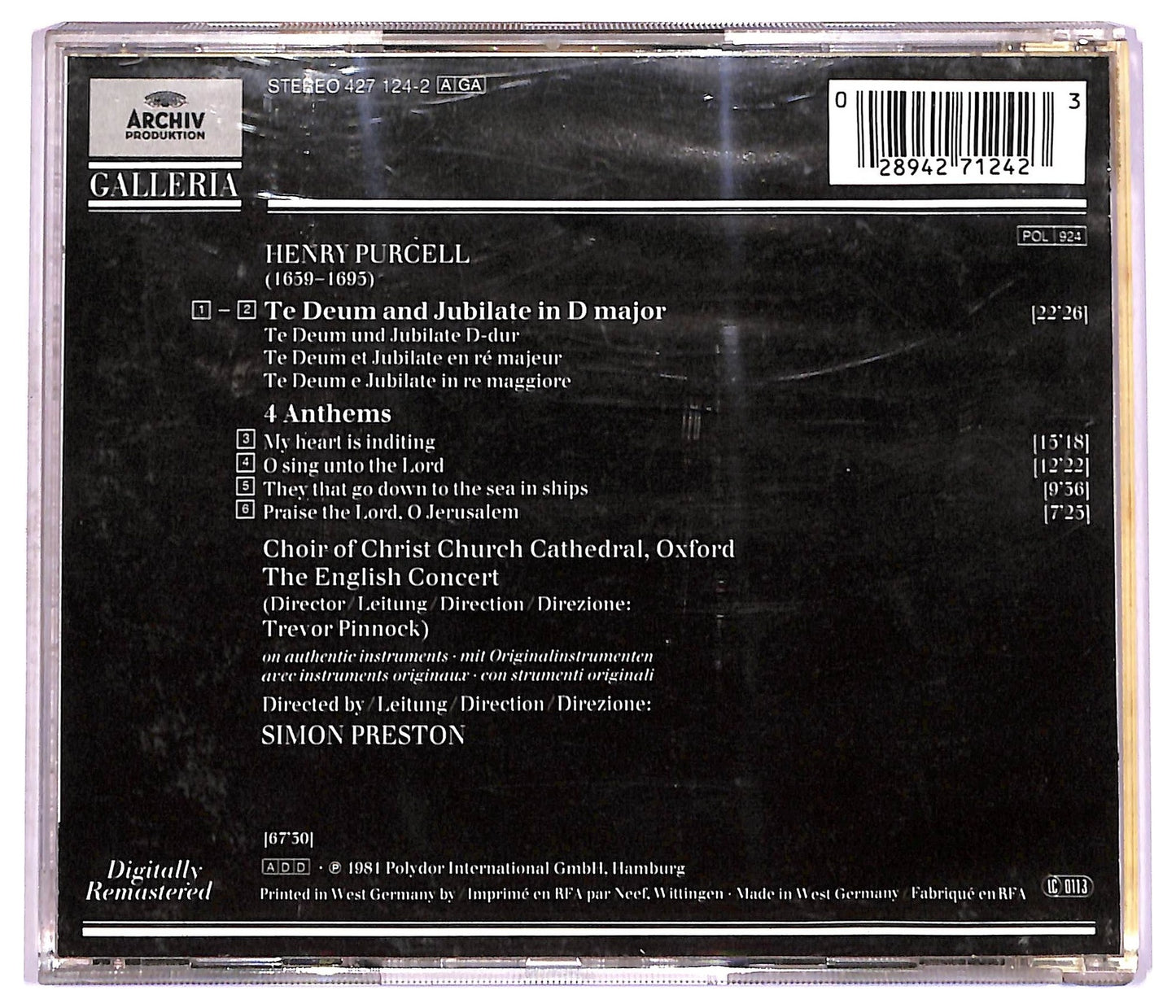 EBOND Henry Purcell - Te Deum & Jubilate In D 4 Anthems CD CD077713